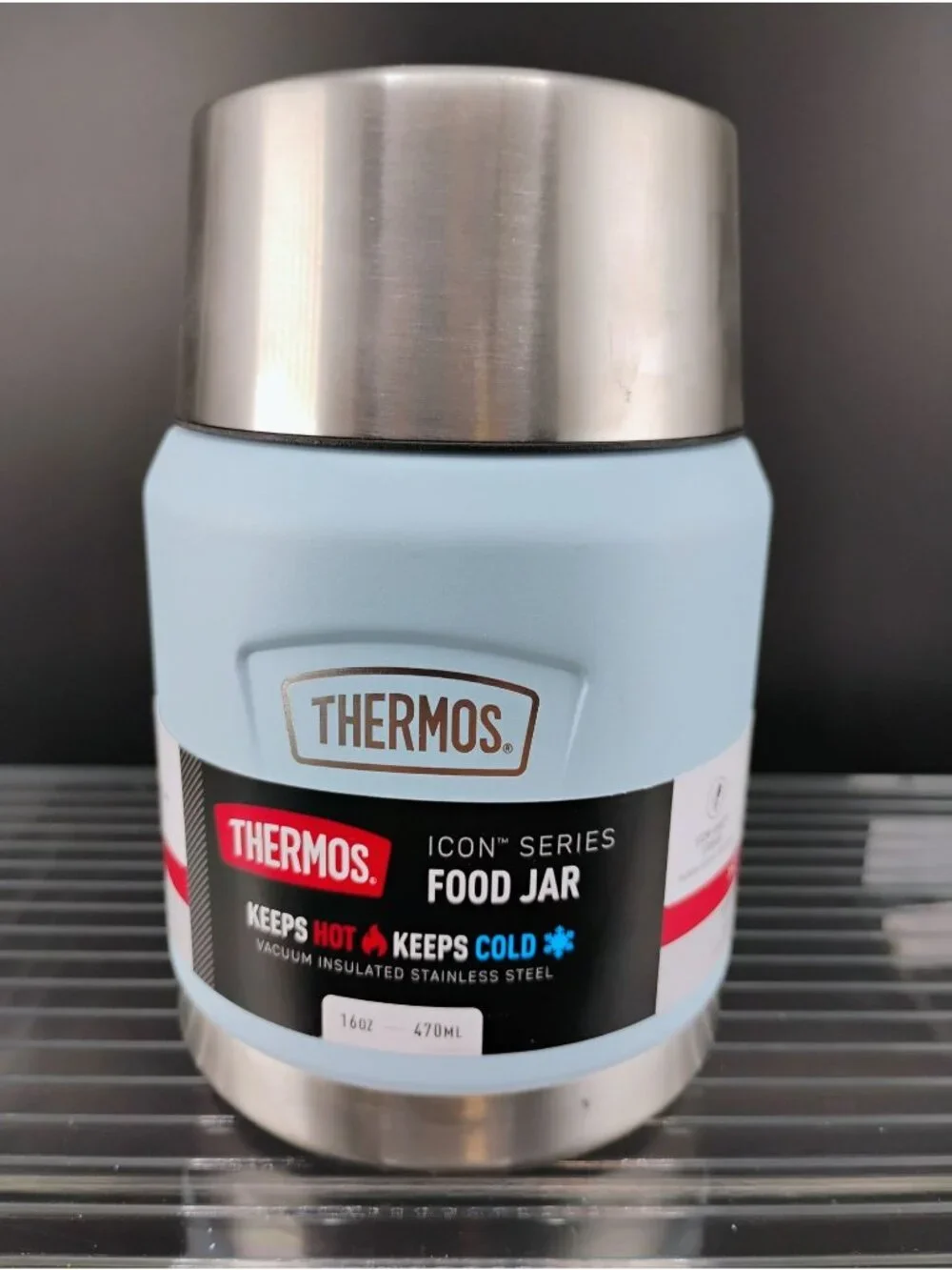 Thermos Icon Series Stainless Steel Food Jar 16oz/470ml Blue Keeps Hot/Cold